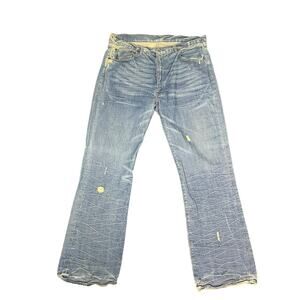 Vtg Polo Ralph Lauren Men's 36x32 Blue Deim Distressed Baggy Bootcut Jeans VGUC